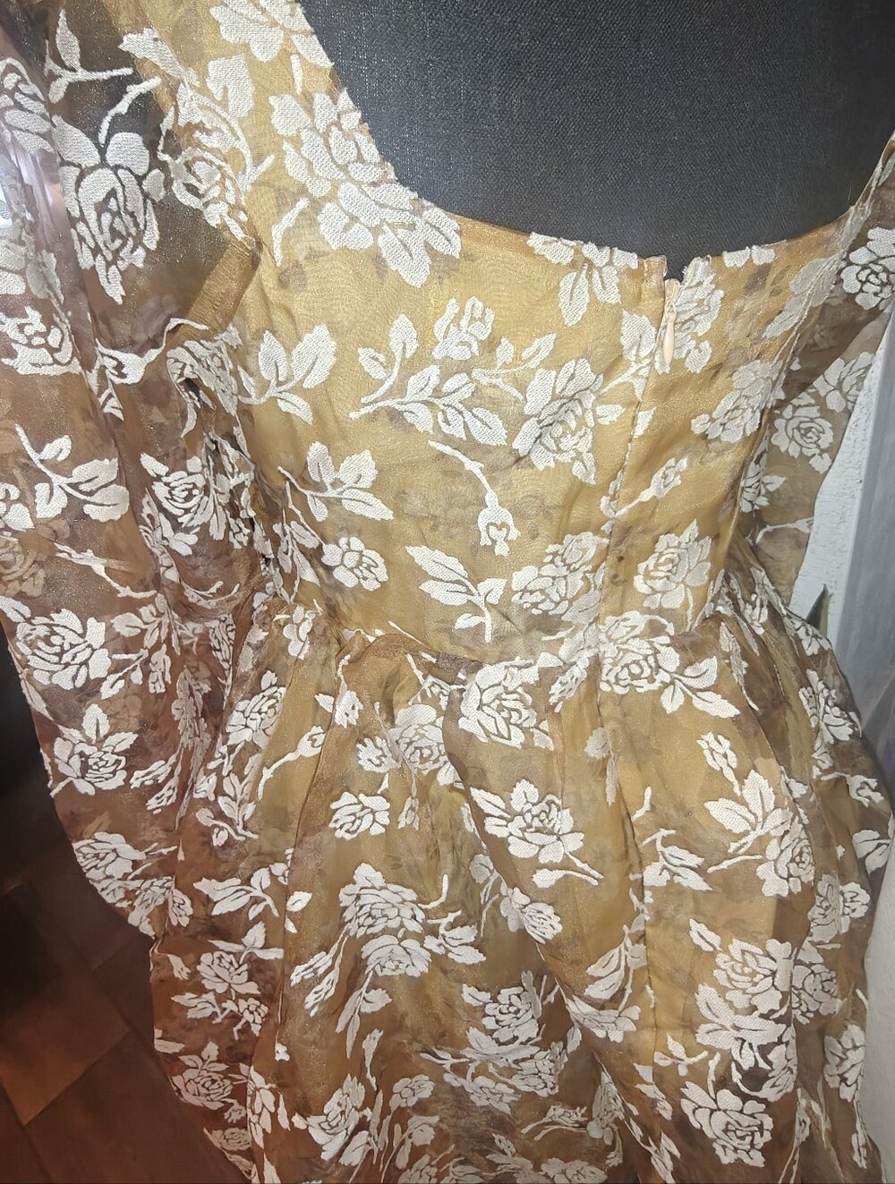Peach Love California Gold and White Floral Dress